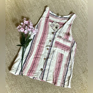 Pink Republic NWT Striped Button Pocket Tank Top - Small